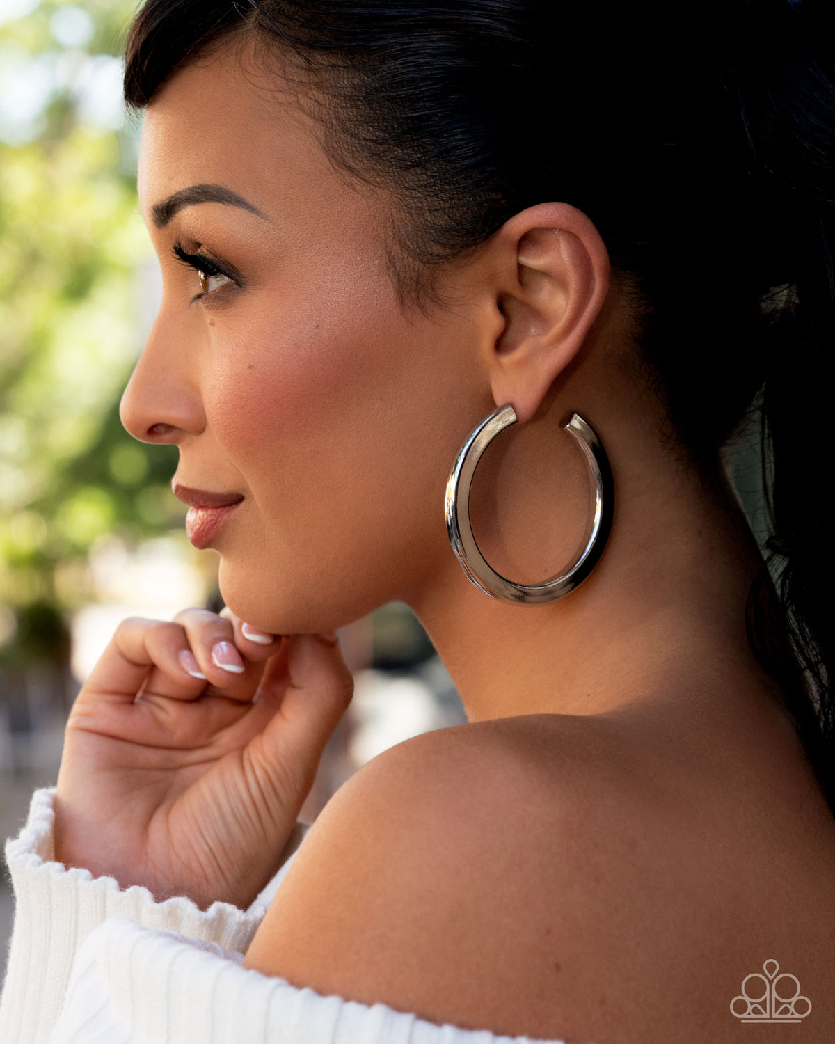 Sleek Spotlight Silver Hoop Earrings - Paparazzi Accessories