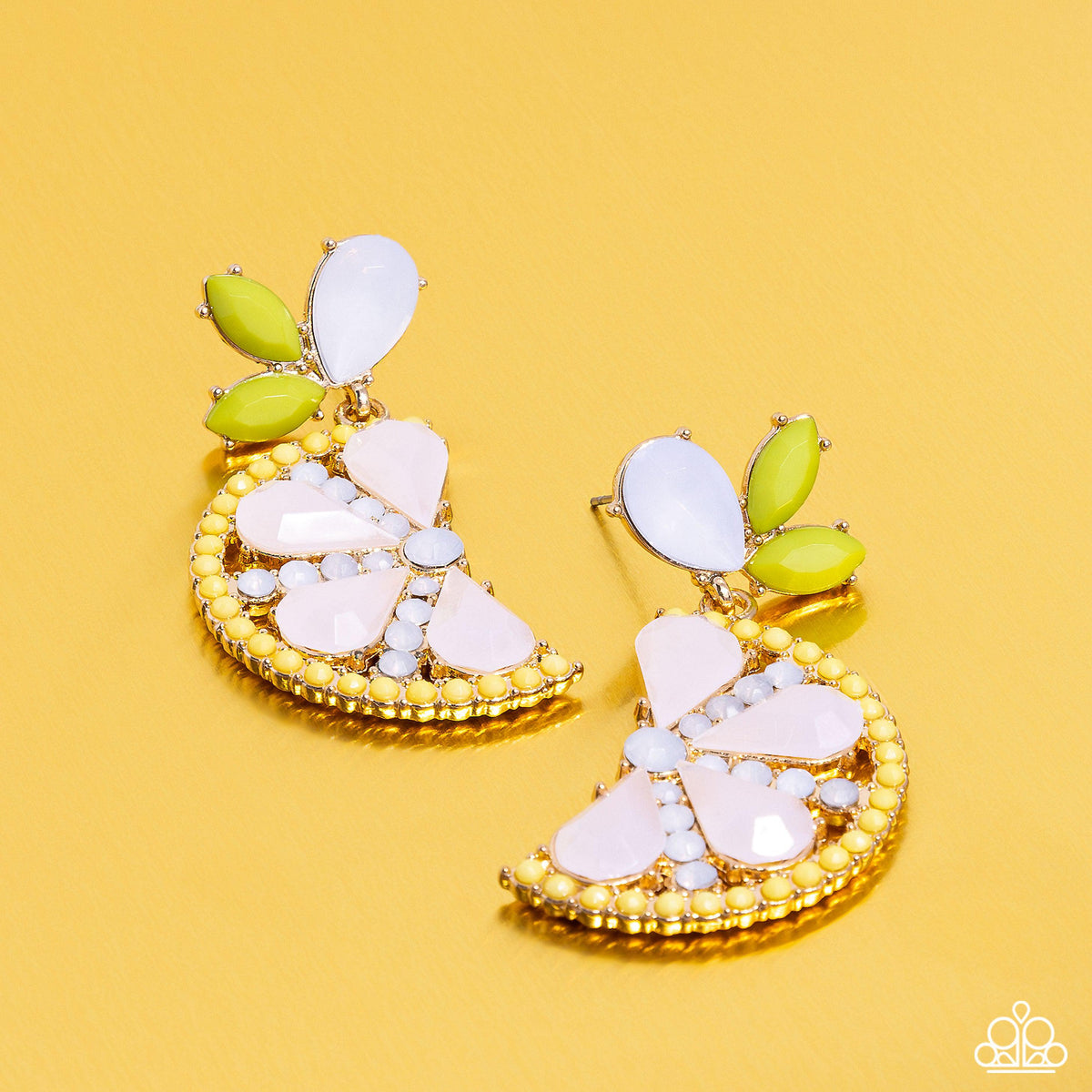 Slice of Summer Yellow Post Earrings - Paparazzi Accessories