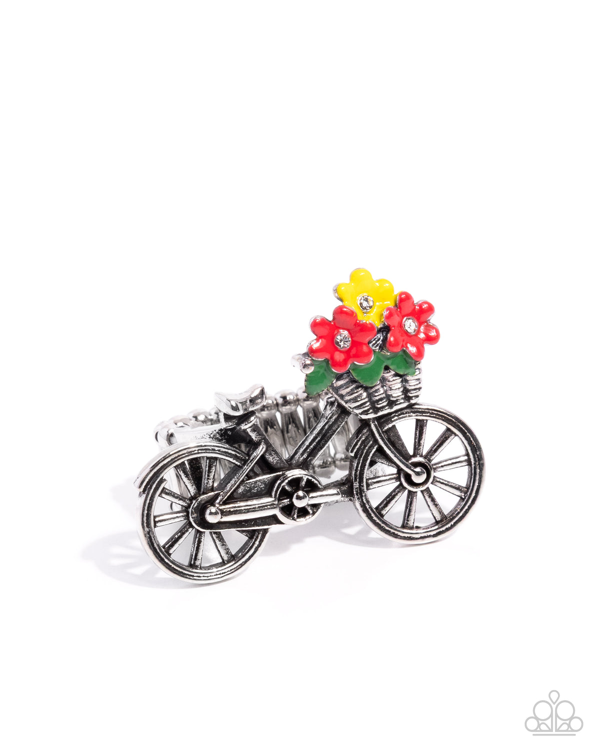 Small Town Vibe Multi Floral Bicycle Ring - Paparazzi Accessories