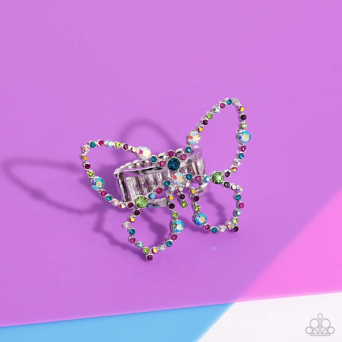 Soaring Sprinkles Multi Rhinestone Butterfly Ring - Paparazzi Accessories