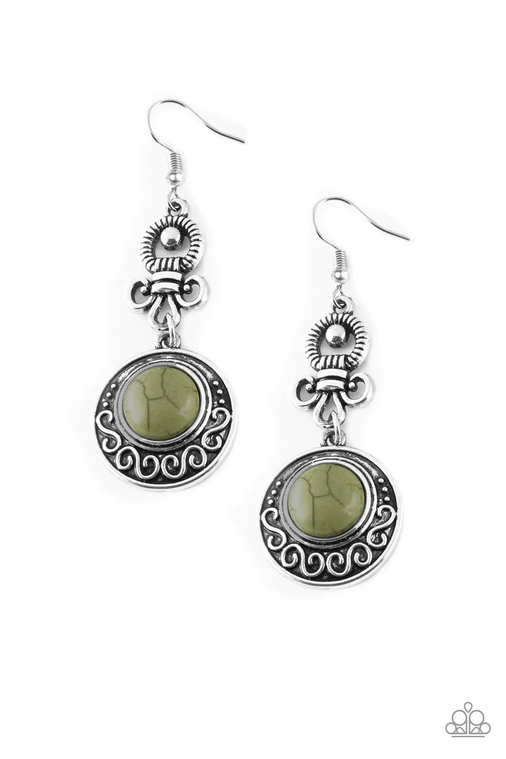 Southern Serenity Green Stone Earrings - Paparazzi Accessories