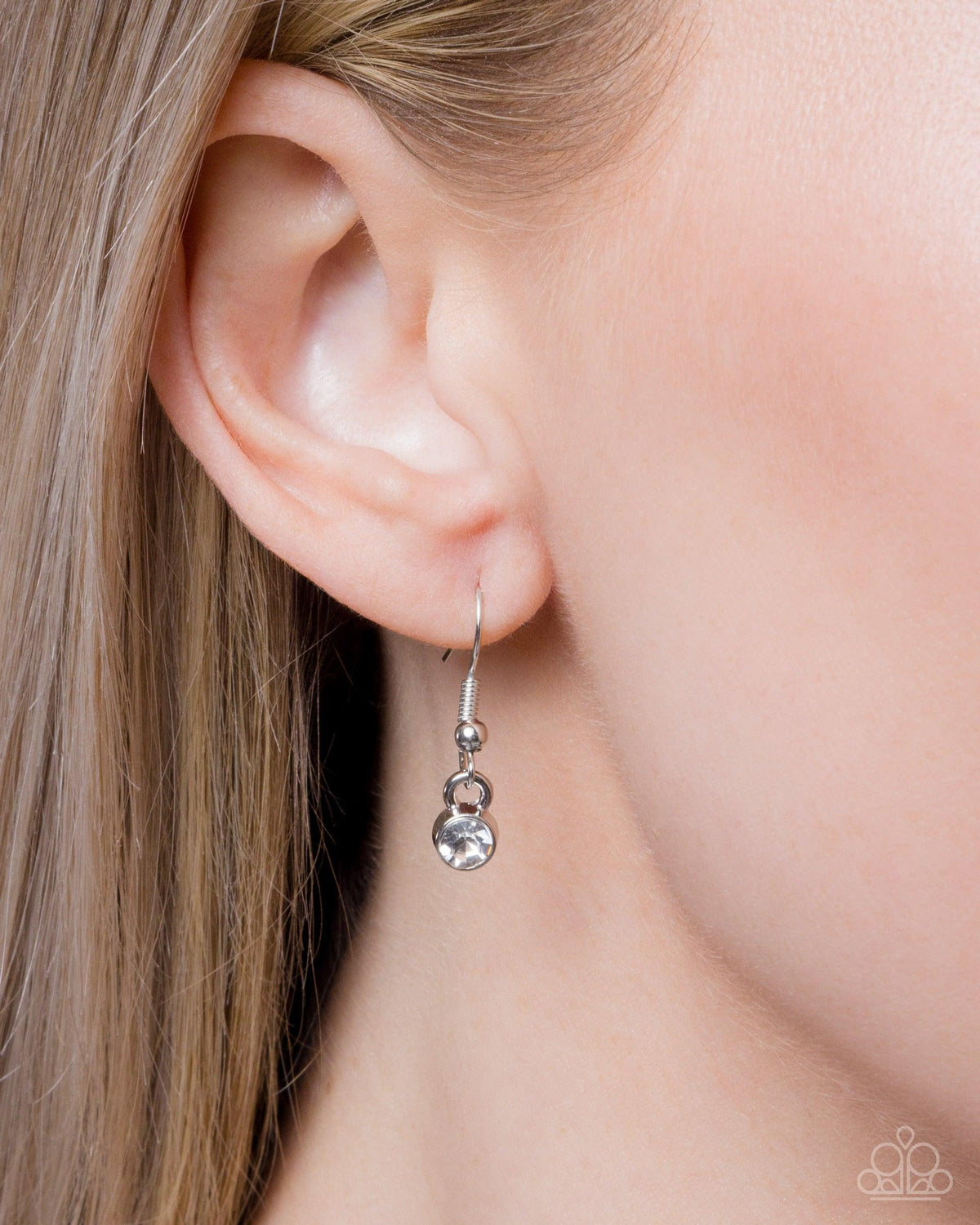 Sparkly Sway White Gem Necklace - Paparazzi Accessories - free matching earrings - CarasShop.com - Paparazzi Jewelry by Cara Jewels