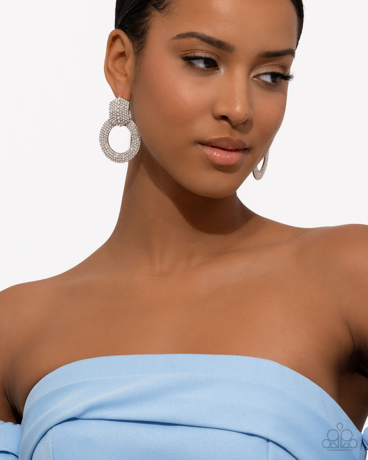 Sparkly Safeguard White Earrings - Paparazzi Accessories