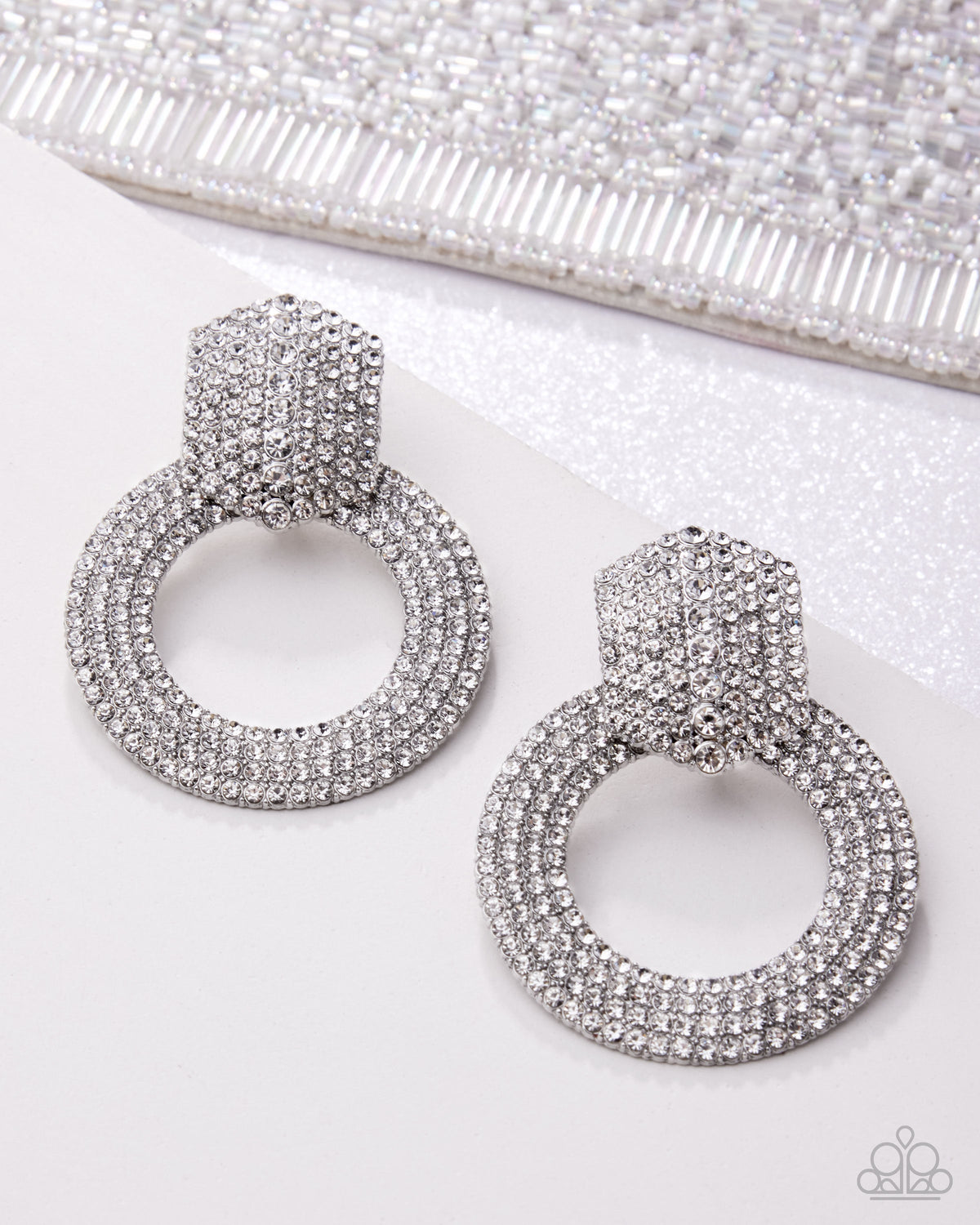 Sparkly Safeguard White Earrings - Paparazzi Accessories