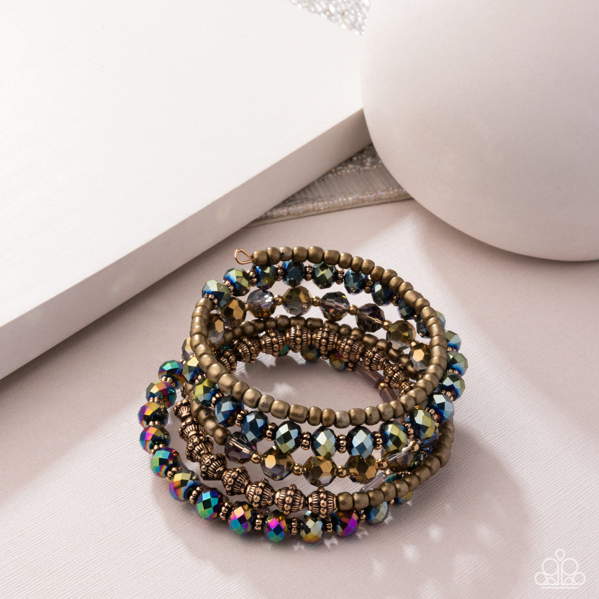 Stacked Surprise Multi & Brass Coil Bracelet - Paparazzi Accessories