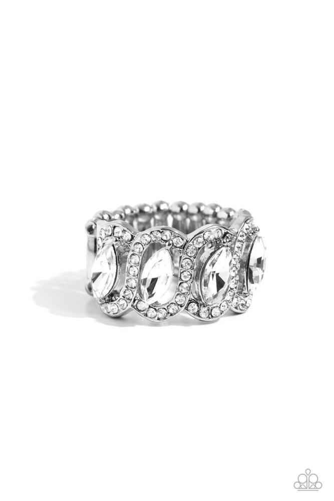 Staggering Sparkle White Ring - Paparazzi Accessories