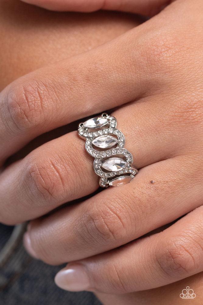 Staggering Sparkle White Ring - Paparazzi Accessories