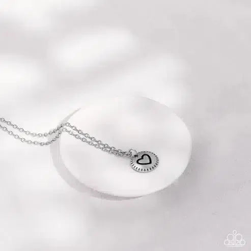 Stamped Sentiment Silver Necklace - Paparazzi Accessories - CarasShop.com - Paparazzi Jewelry by Cara Jewels