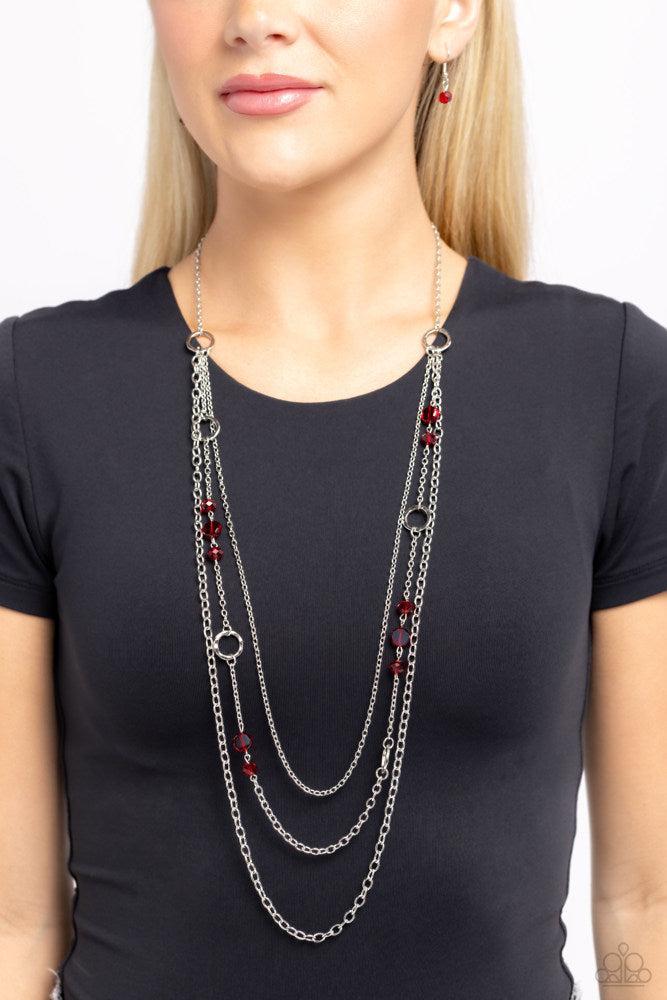 Starry-Eyed Eloquence Red Necklace - Paparazzi Accessories
