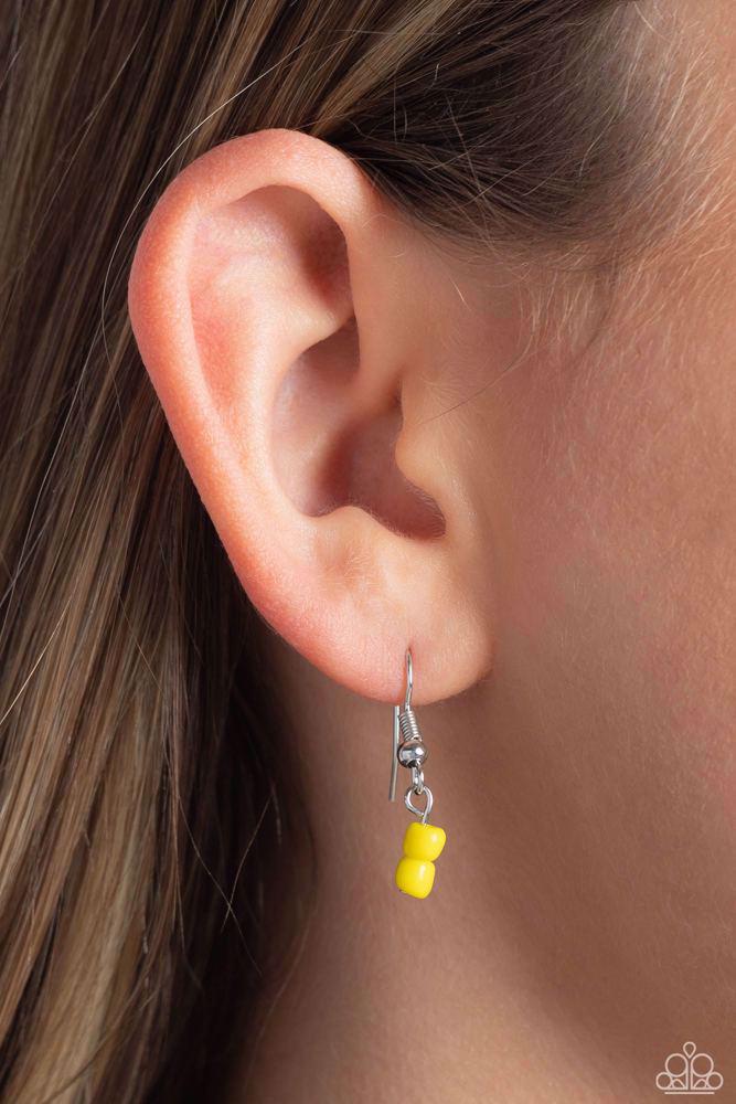 Starry Serendipity Yellow Necklace - Paparazzi Accessories - free matching earrings -CarasShop.com - Paparazzi Jewelry by Cara Jewels