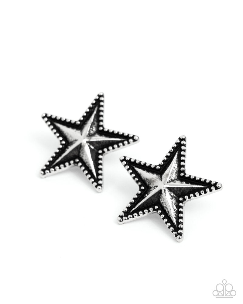 Staunch Studs Silver Star Post Earrings - Paparazzi Accessories