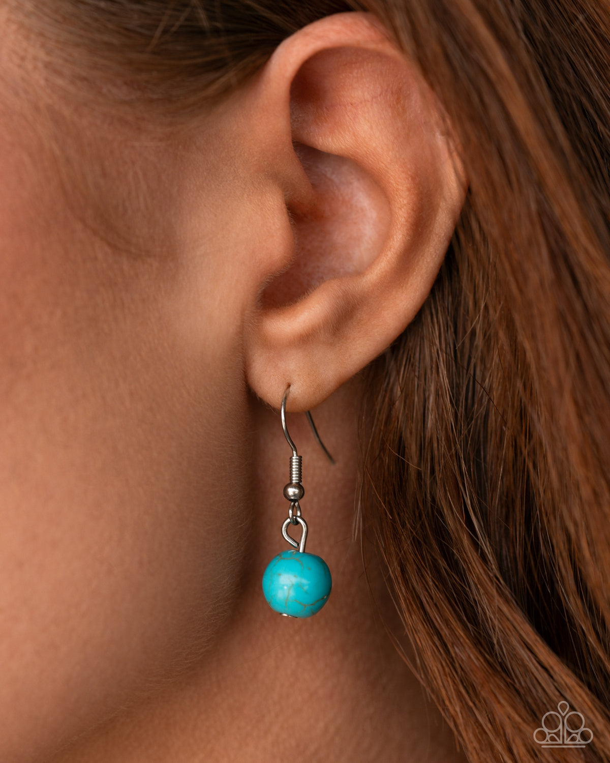 Steady Stones Turquoise Blue Stone, Navajo Pearl & Silver Feather Necklace - Paparazzi Accessories - free matching earrings -CarasShop.com - Paparazzi Jewelry by Cara Jewels
