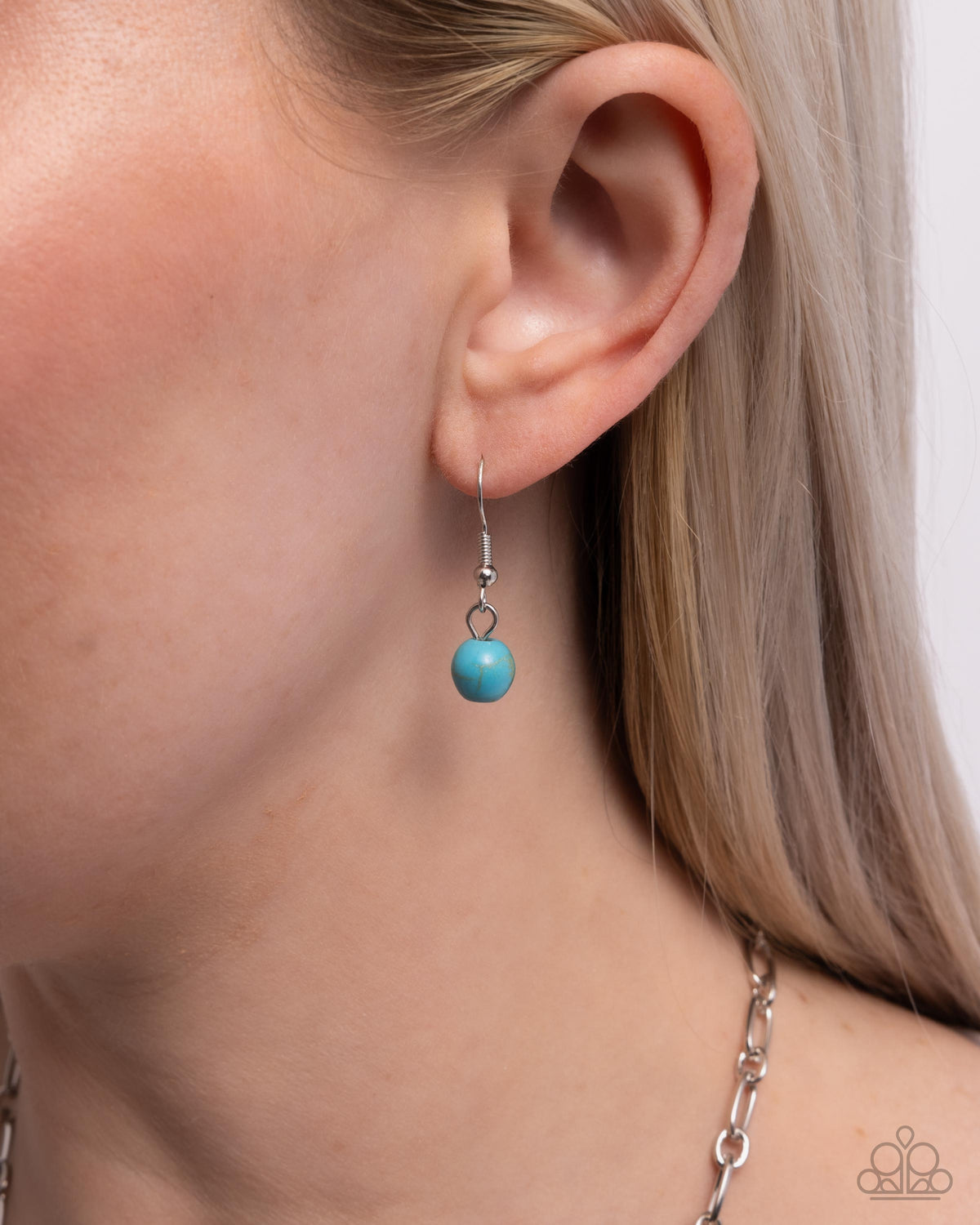 Stony Strength Turquoise Blue Stone Necklace - Paparazzi Accessories - free matching earrings -CarasShop.com - Paparazzi Jewelry by Cara Jewels