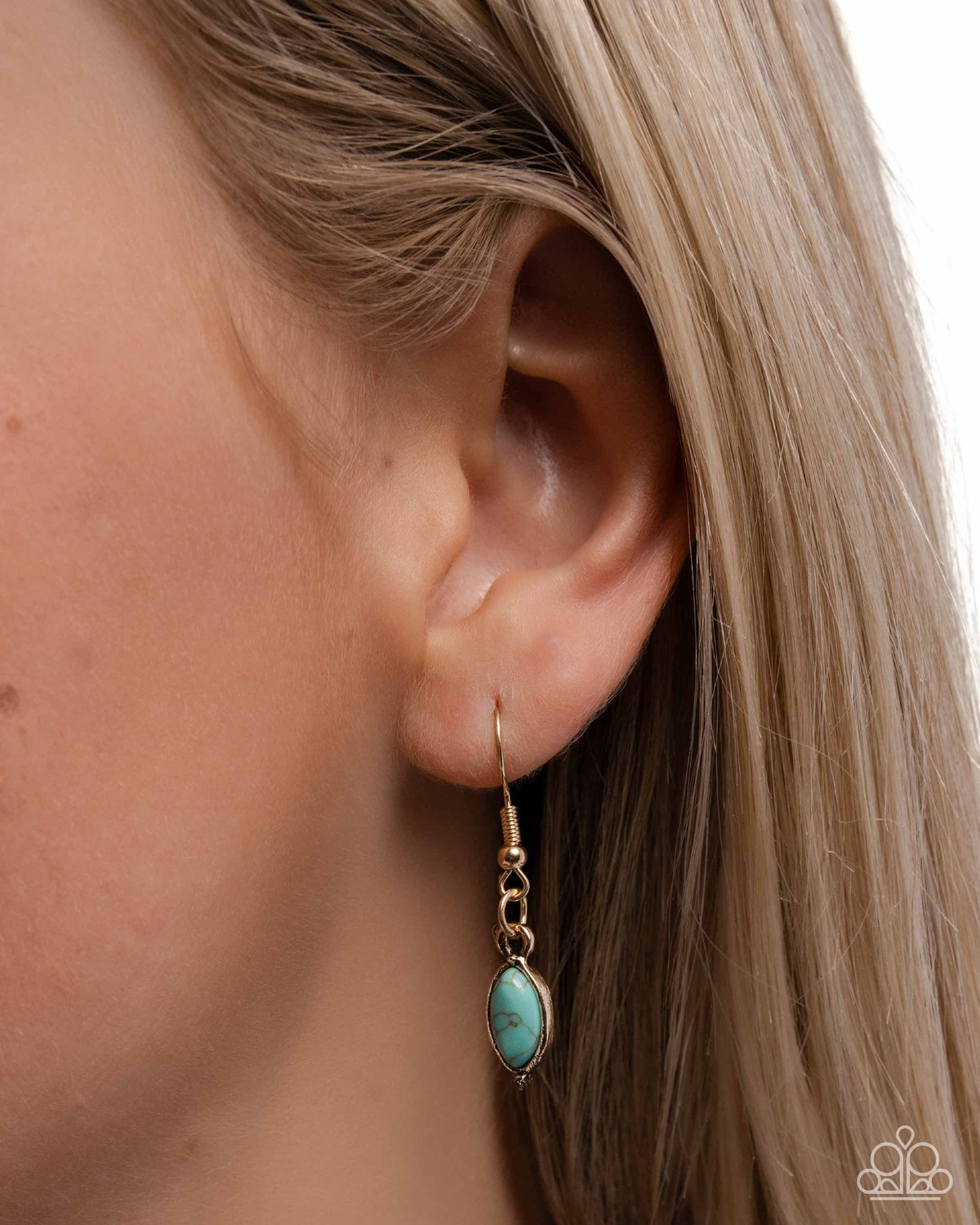 Substantial Stone White Stone & Gold Necklace - Paparazzi Accessories - free matching earrings -CarasShop.com - Paparazzi Jewelry by Cara Jewels