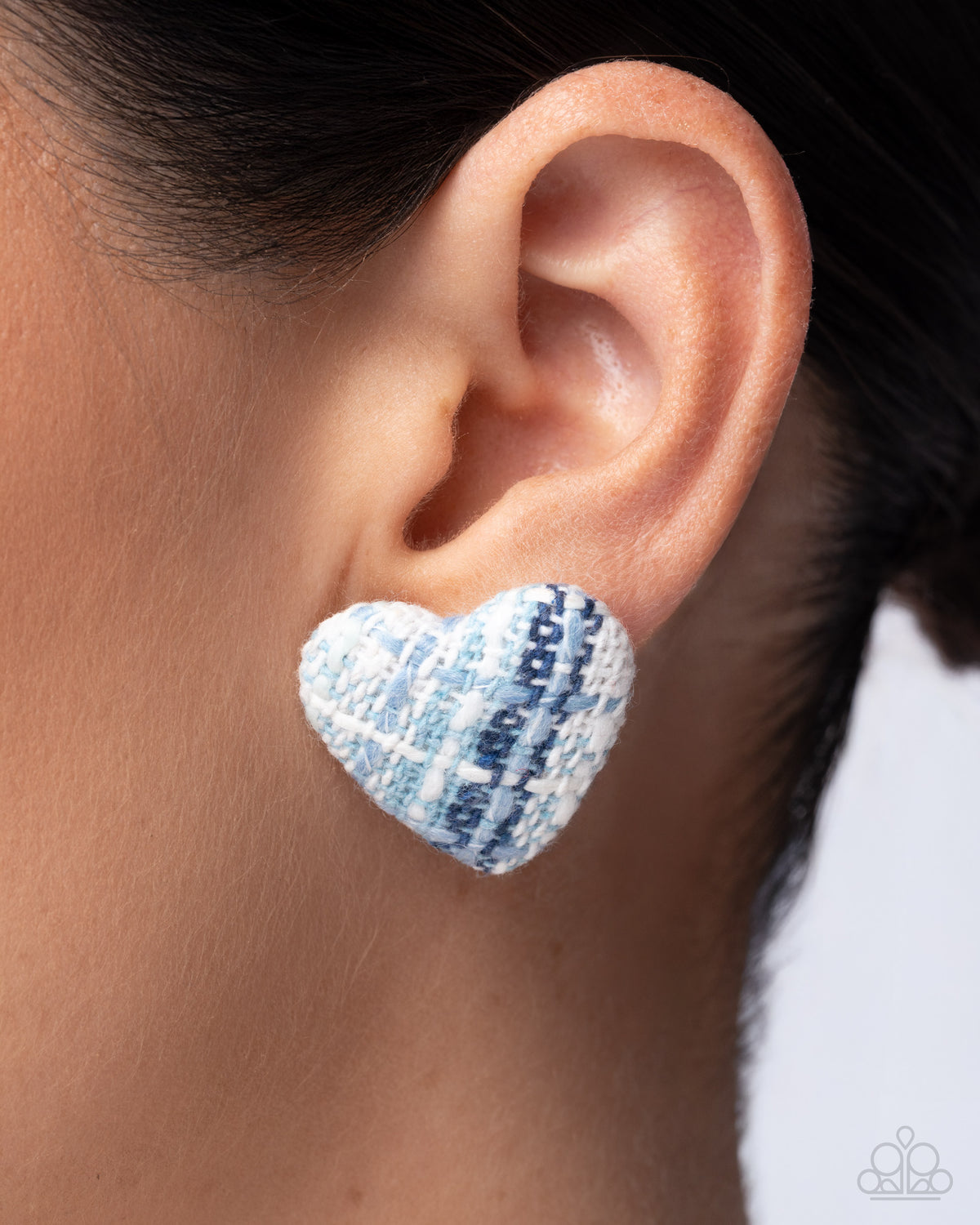 Sweetheart Stitching Blue Heart Earrings - Paparazzi Accessories