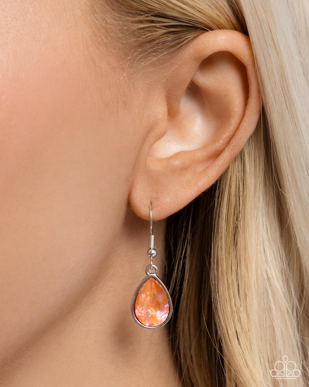 Talented Teardrops Orange & Peach Rhinestone Necklace - Paparazzi Accessories - free matching earrings -CarasShop.com - Paparazzi Jewelry by Cara Jewels