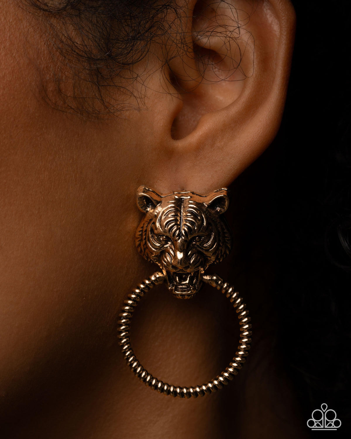 Tangible Tiger Gold  Earrings - Paparazzi Accessories