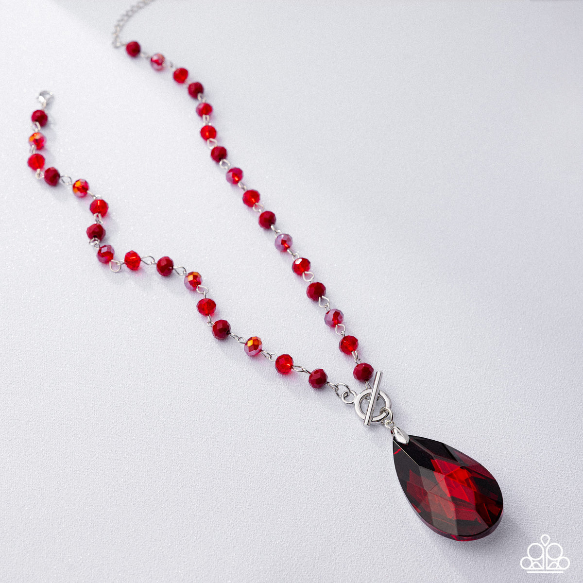 Teardrop Tale Red Gem Necklace - Paparazzi Accessories