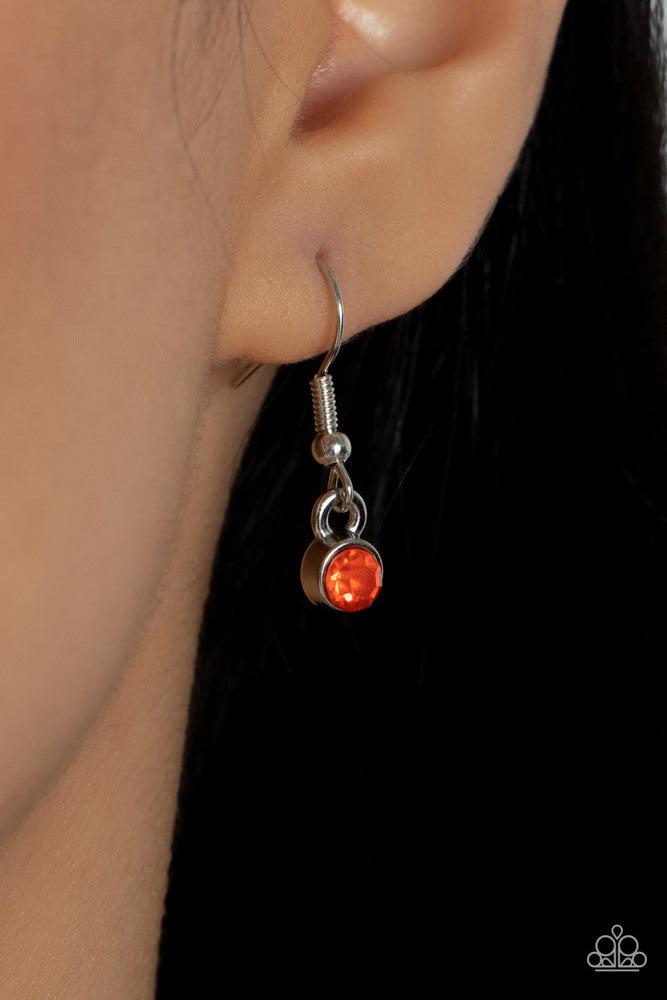 Tearoom Twinkle Orange Necklace - Paparazzi Accessories - free matching earrings -CarasShop.com - Paparazzi Jewelry by Cara Jewels