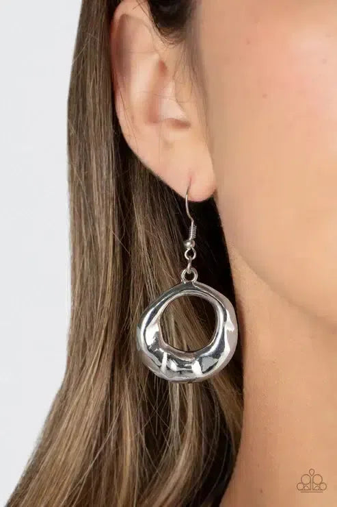 Tectonic Treasure Silver Necklace - Paparazzi Accessories - free matching earrings -CarasShop.com - Paparazzi Jewelry by Cara Jewels