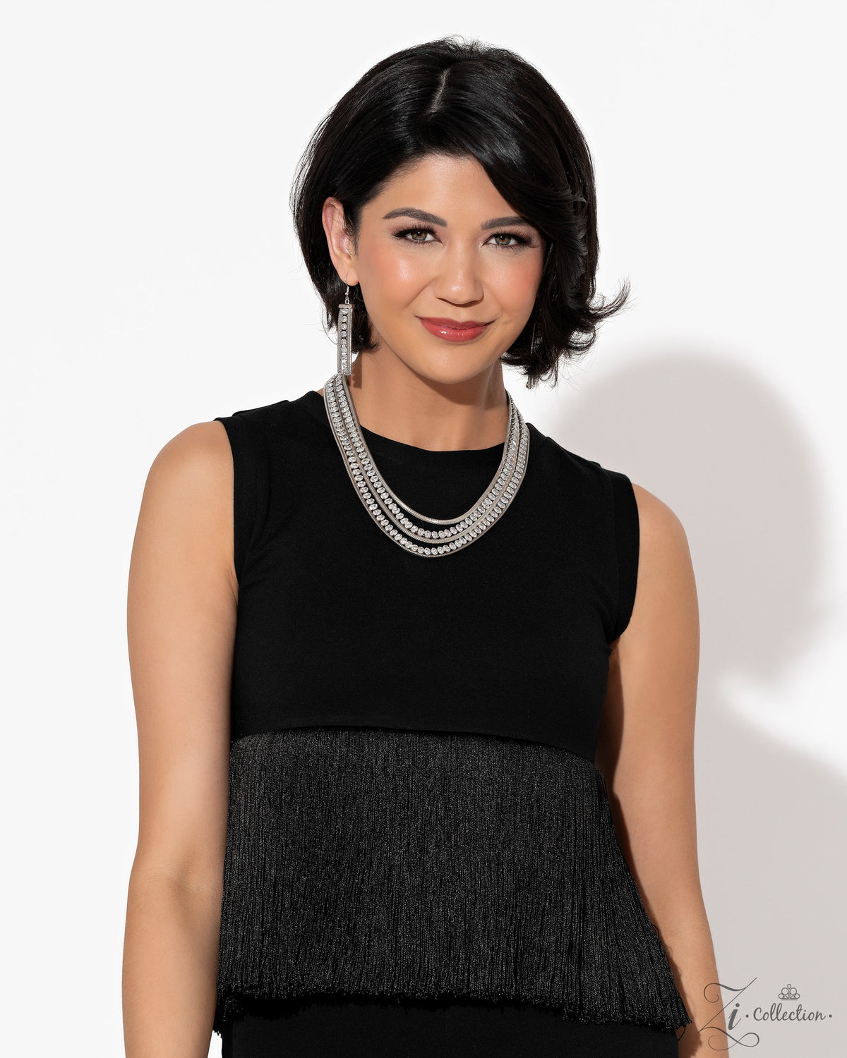 Tenacious 2023 Zi Collection Necklace - Paparazzi Accessories stylized on model wearing black - CarasShop.com - Paparazzi Jewelry by Cara Jewels