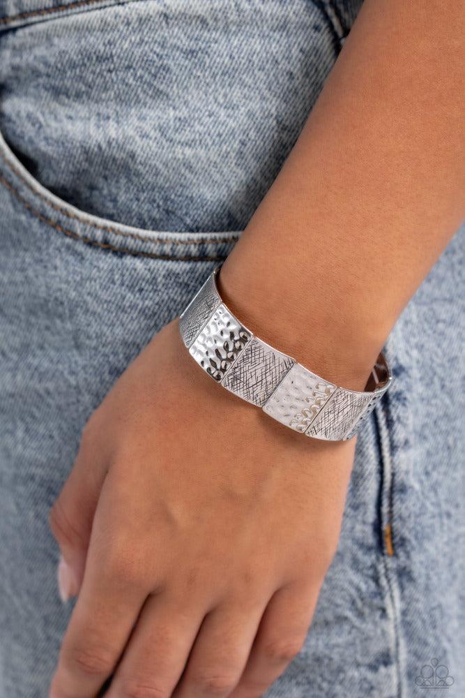 Textured Traveler Silver Bracelet - Paparazzi Accessories