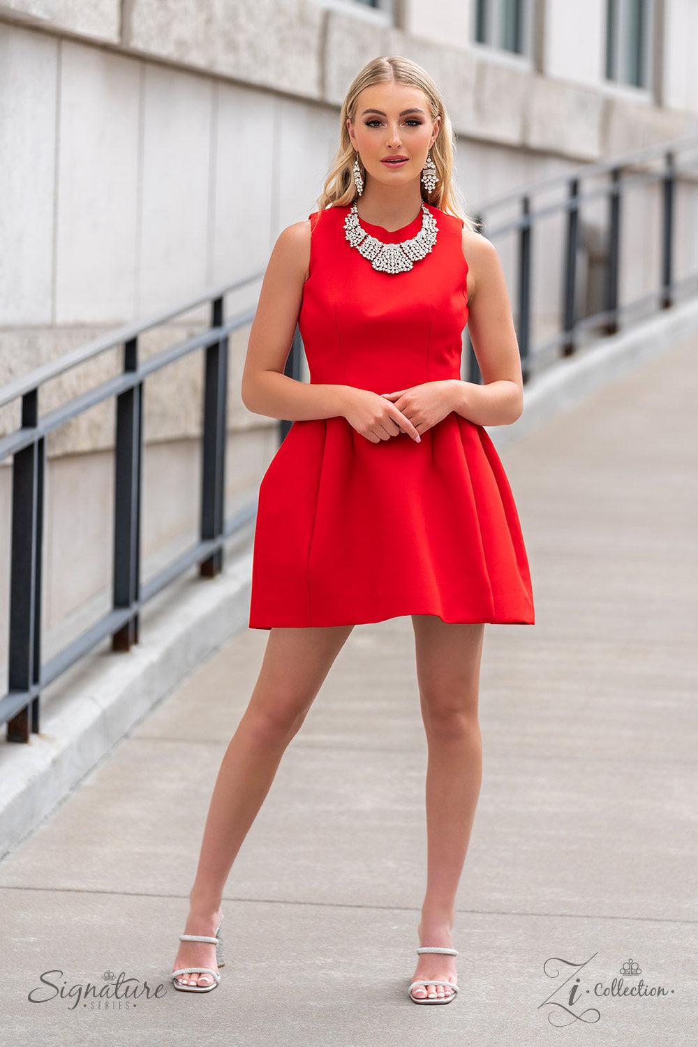 The D'Etta 2023 Zi Signature Collection Necklace - Paparazzi Accessories stylized on model in casual dress - CarasShop.com - Paparazzi Jewelry by Cara Jewels