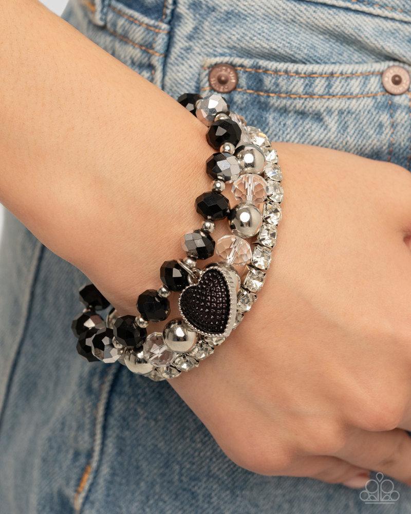 Three HEART Harmony Black Bracelet - Paparazzi Accessories