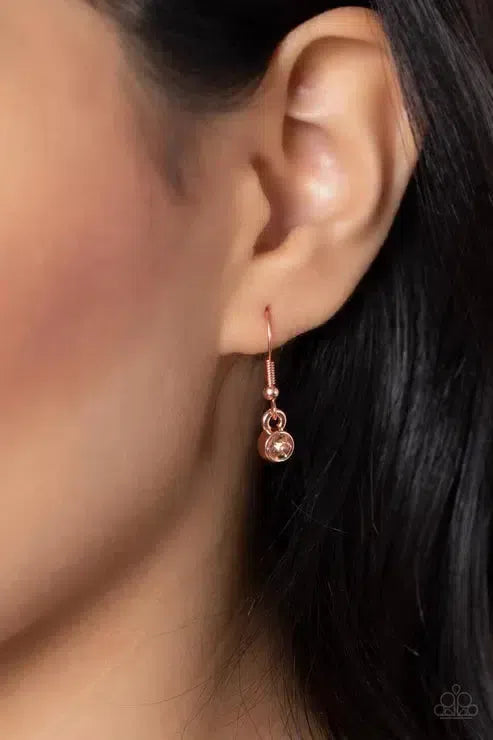 Thunderstruck Teardrops Copper Necklace - Paparazzi Accessories - free matching earrings -CarasShop.com - Paparazzi Jewelry by Cara Jewels