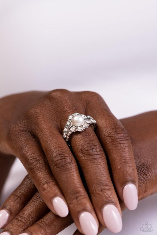 Titanic Tango White Ring - Paparazzi Accessories