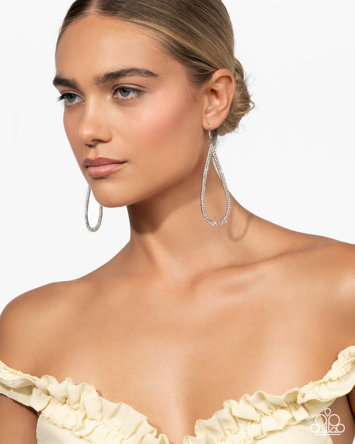 Traditional Twinkle White Rhinestone Earrings - Paparazzi Accessories