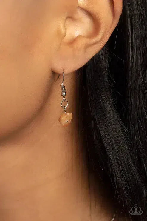 Tranquil Tidings Orange Necklace - Paparazzi Accessories - free matching earrings -CarasShop.com - Paparazzi Jewelry by Cara Jewels