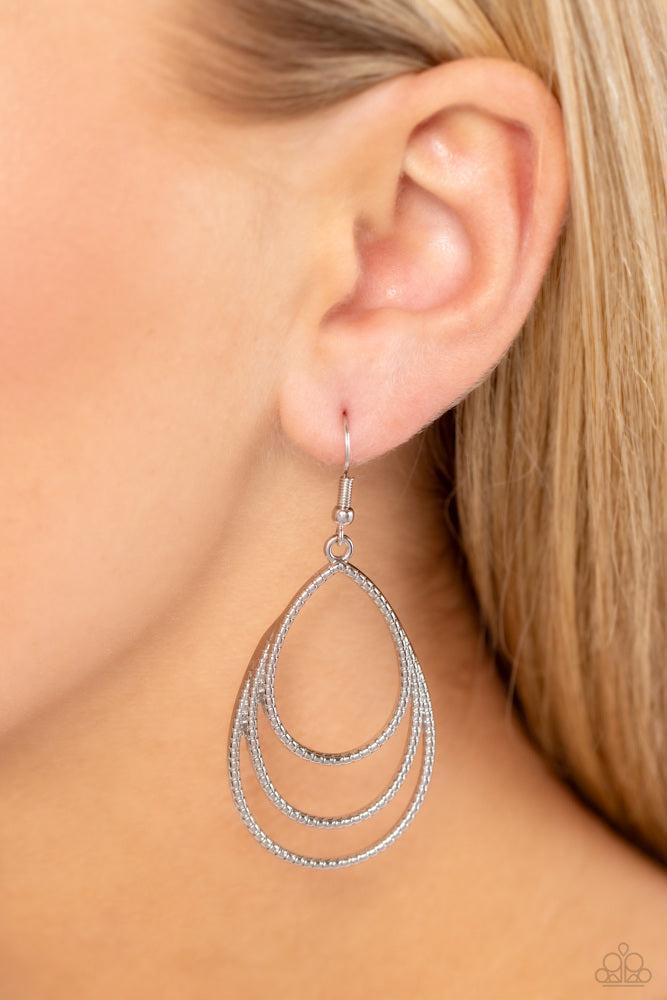 Trendy TIER-Drops Silver Earrings - Paparazzi Accessories