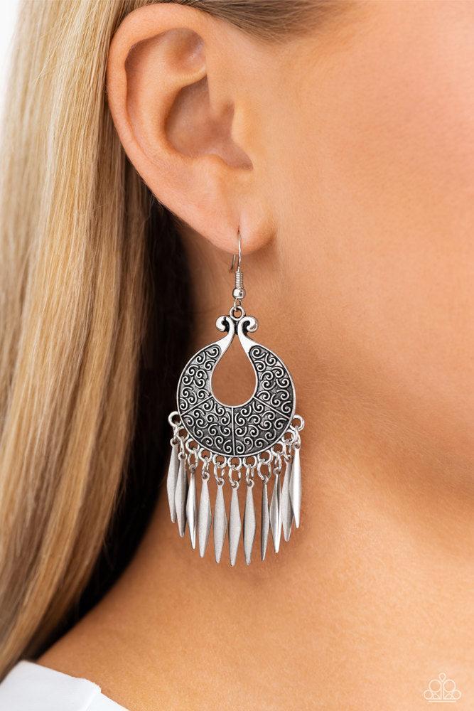 Tribal Charm Silver Earrings - Paparazzi Accessories