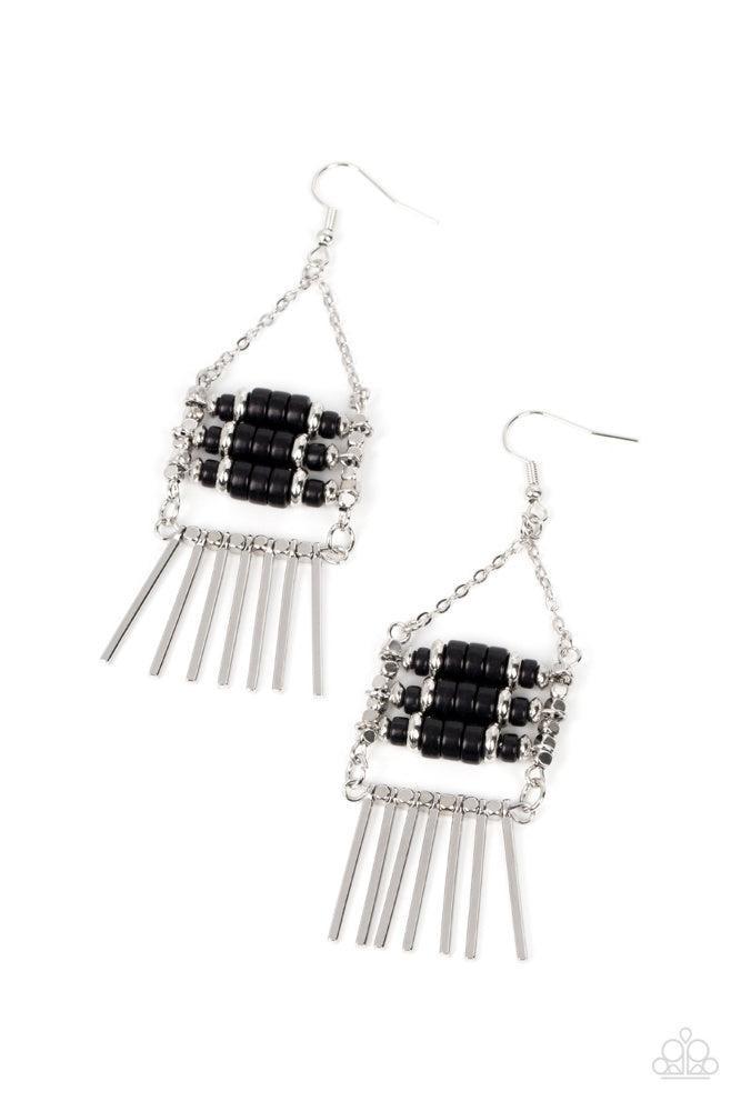 Tribal Tapestry Black Earrings - Paparazzi Accessories