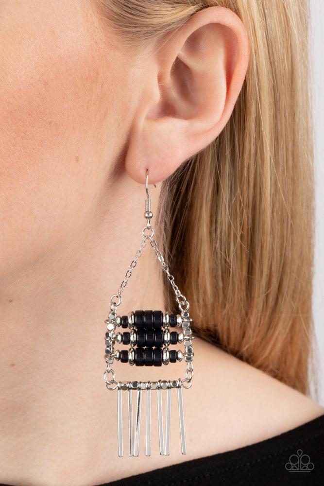 Tribal Tapestry Black Earrings - Paparazzi Accessories