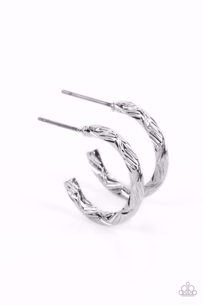 Triumphantly Textured Silver Earrings - Paparazzi Accessories