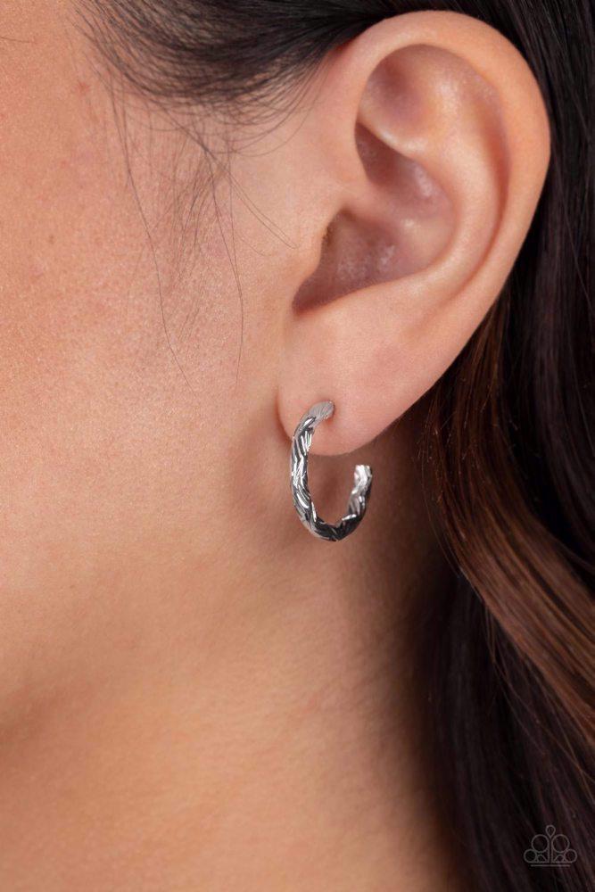 Triumphantly Textured Silver Earrings - Paparazzi Accessories