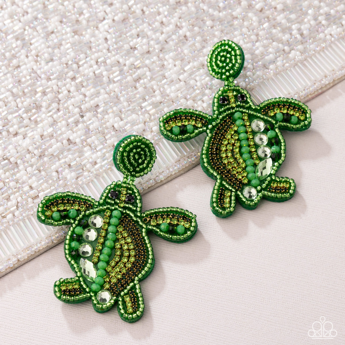 Turtle Tapestry Green Earrings - Paparazzi Accessories