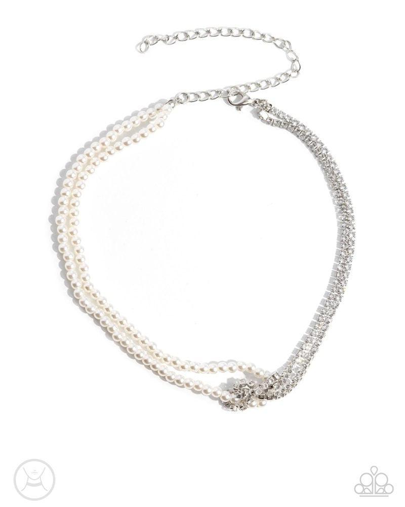 Twisted Twin White Necklace - Paparazzi Accessories