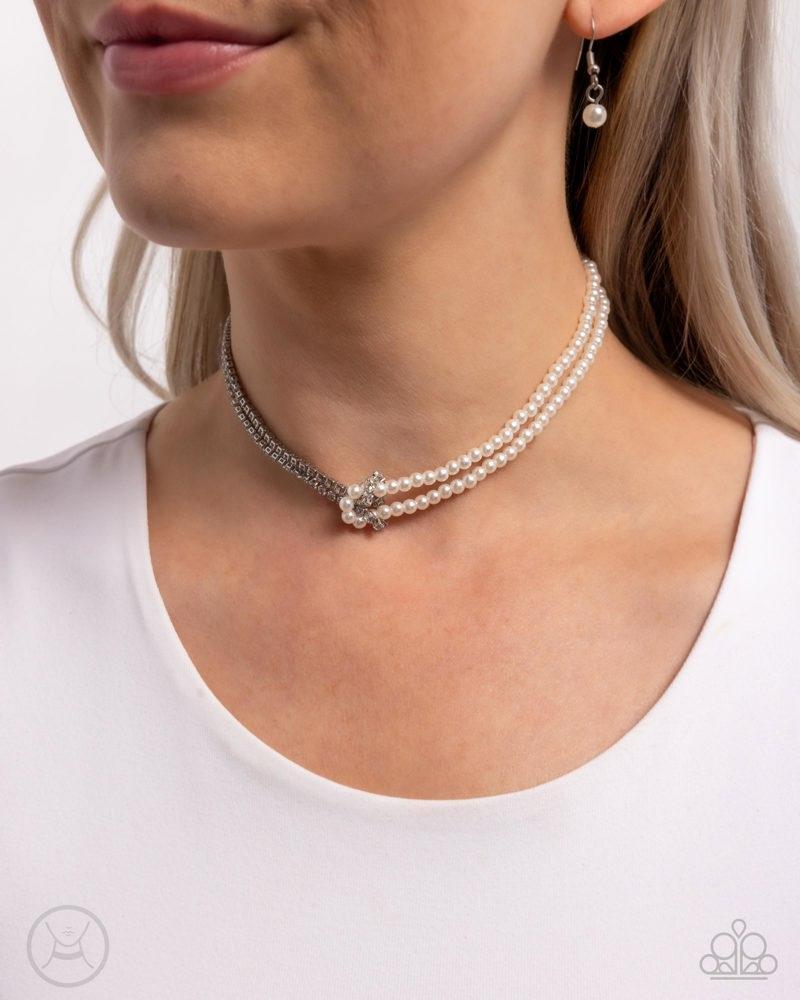 Twisted Twin White Necklace - Paparazzi Accessories