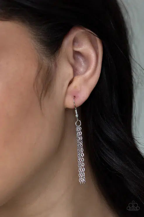 Ultra Sharp White Triangular Gem Necklace - Paparazzi Accessories - free matching earrings -CarasShop.com - Paparazzi Jewelry by Cara Jewels