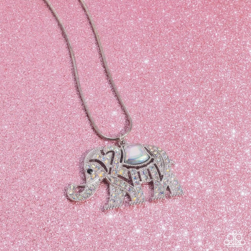 Unforgettable Shimmer Multi Rhinestone Elephant Necklace - Paparazzi Accessories