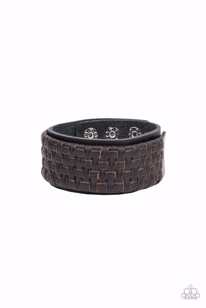 Urban Expansion Black Leather Bracelet - Paparazzi Accessories