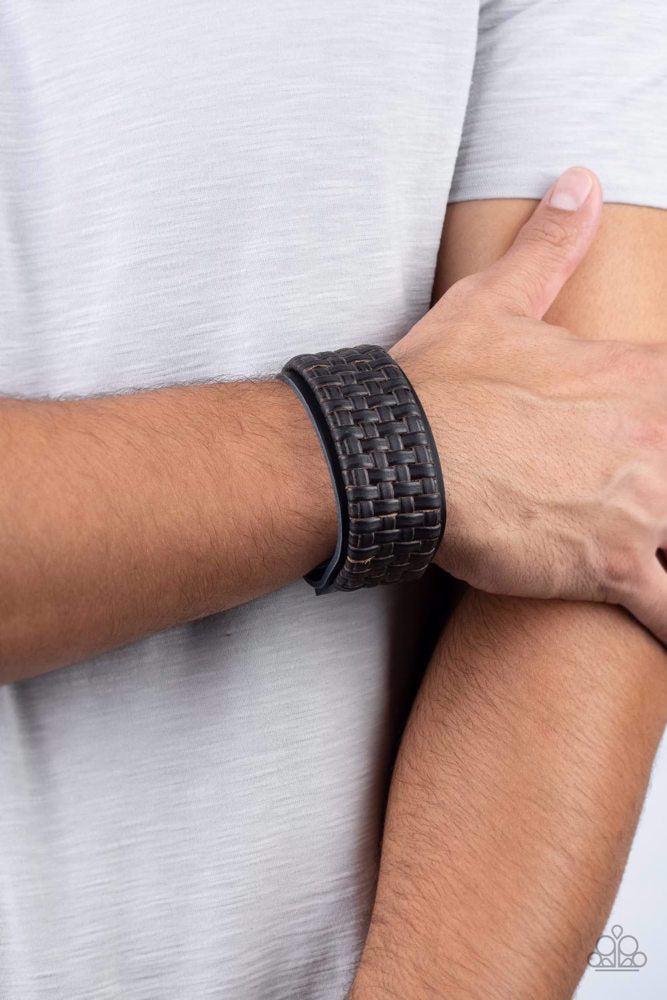 Urban Expansion Black Leather Bracelet - Paparazzi Accessories