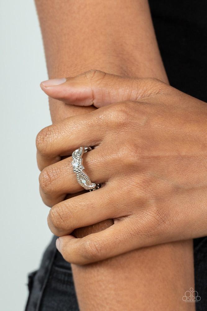 Vintage Elegance White Ring - Paparazzi Accessories