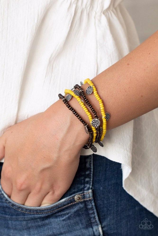 WOODn't Count It Yellow Bracelet - Paparazzi Accessories