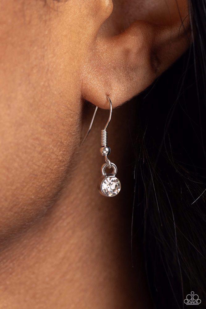 Wall Street Web White Necklace - Paparazzi Accessories - free matching earrings -CarasShop.com - Paparazzi Jewelry by Cara Jewels