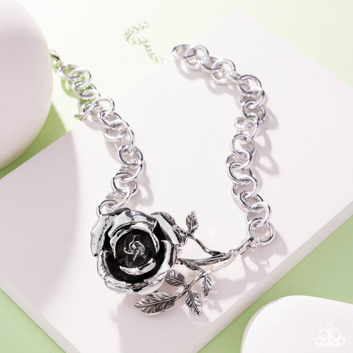 Whimsical Appearance Silver Rose Necklace - Paparazzi Accessories