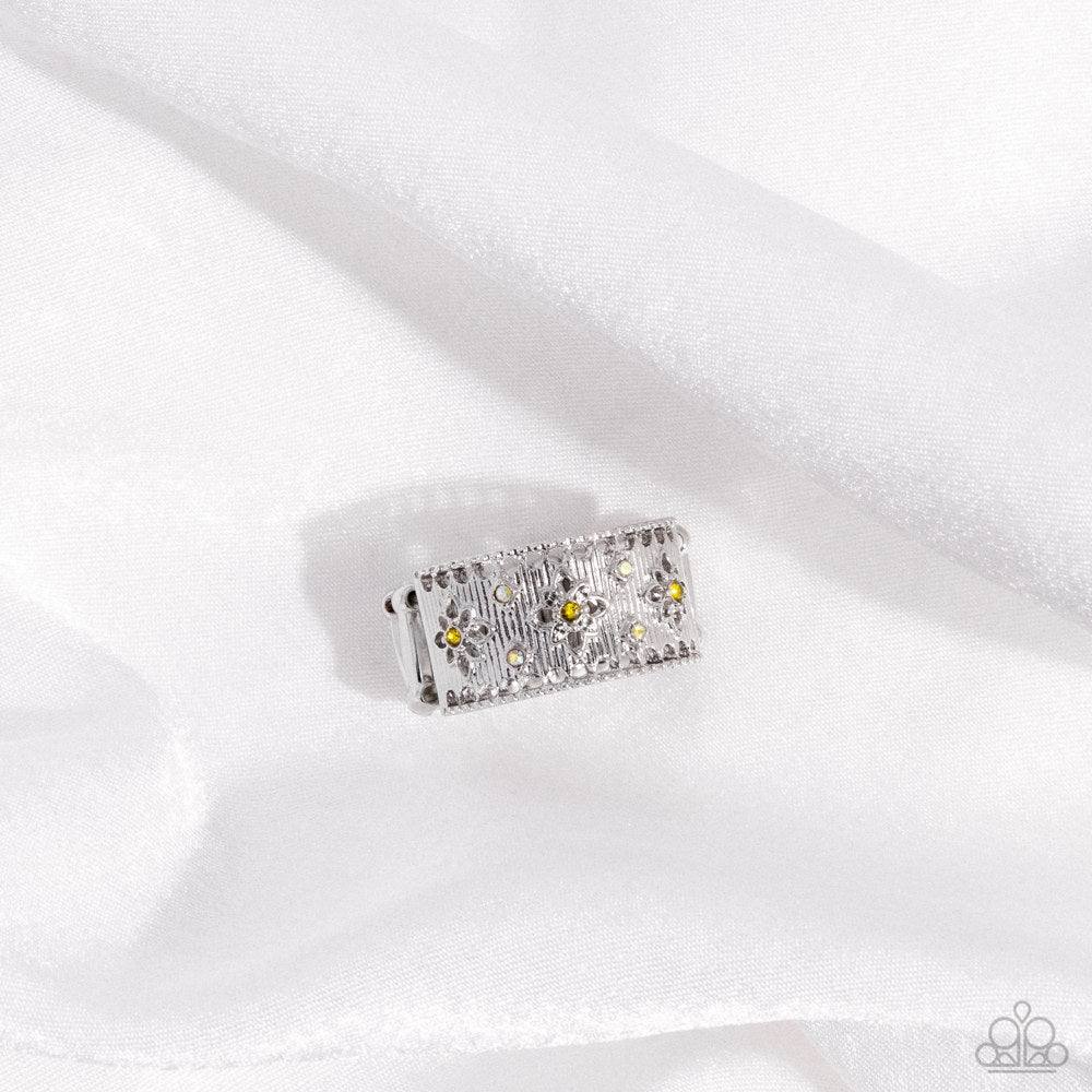 Whimsical Wallpaper Yellow Ring - Paparazzi Accessories